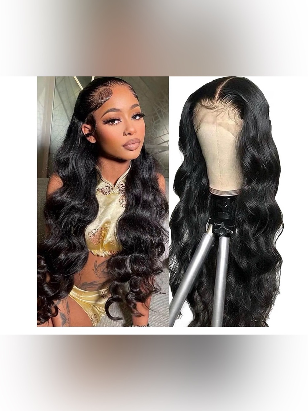 Natural Body Wave Lace Front Wig - Black